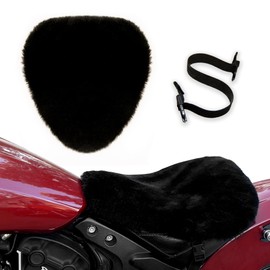 Alaska Leather Sheepskin Motorcycle Seat Cushion Universal Pad 18x18 Black Large