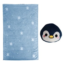 Puckator Blankeazzz Adoramals Nico the Penguin 2-in-1 Plush Travel Pillow & Blanket - Travel Long Haul Flight Plane Essentials Accessories For Flying Women Kids Soft Warm Cozy Picnic Blanket Blankets