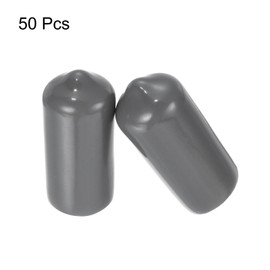 sourcing map 50pcs Rubber End Caps 10mm(3/8") ID Vinyl PVC Round Tube Bolt Cap Cover Screw Thread Protectors Dark Grey