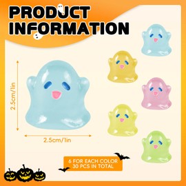 SHIFANQI 30Pcs Luminous Mini Resin Ghost, Cute Miniature Ghost Figurines, Glow in The Dark Resin Figures Small Garden Decor Micro Miniature Statue for Outdoor House Landscape Party