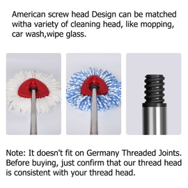 Qulable Spin Mop Replacement Handle - 4-Section 30" to 58" Mop Handle Replacement Stick Compatible with O-Ceda Spin Mop, EasyWring Mop Handle for Floor Cleaning(Mop Head&Base not Include) (Black)