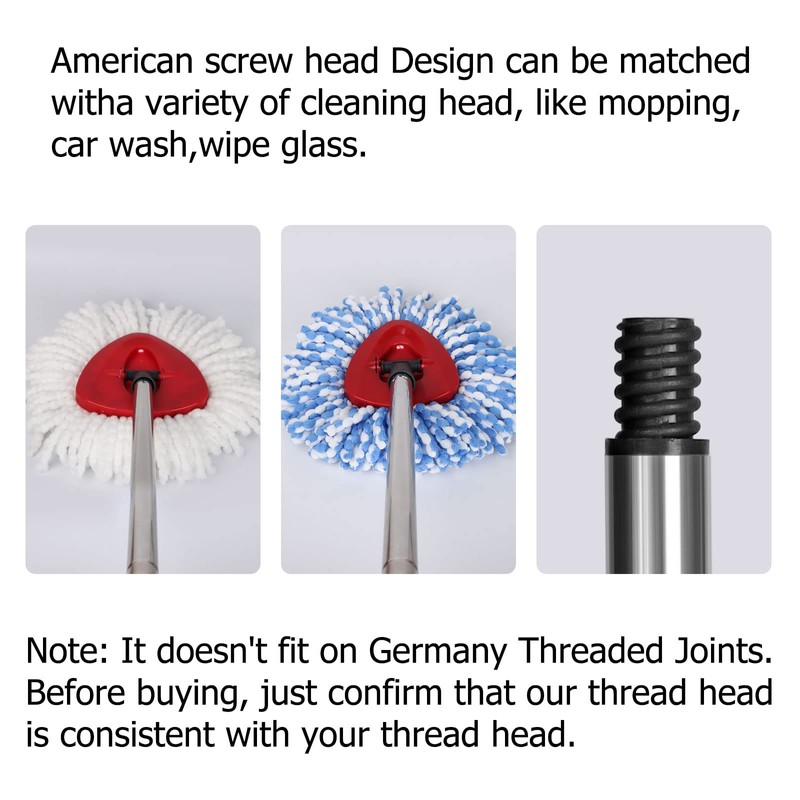 Qulable Spin Mop Replacement Handle - 4-Section 30" to 58"