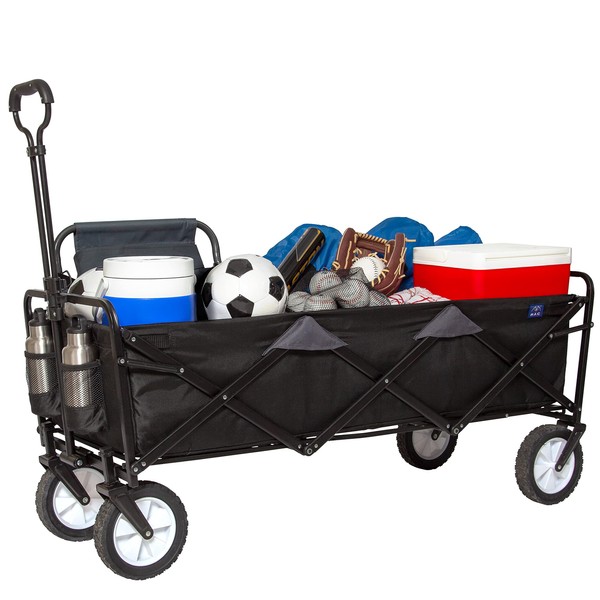 MacSports 52" Extra Long Extender Wagon Cart Heavy Duty Collapsible Wagon Cart with All-Terrain Wheels - Portable Lightweight Folding Cart for Sports Events, Vacations, and More