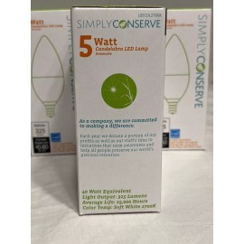 Simply Conserve 5W (40W) LED Candelabra Dimmable B11 Filament Light Bulb