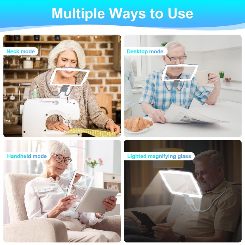 Large Neck Magnifying Glass with Light Hands Free Magnifying Glass