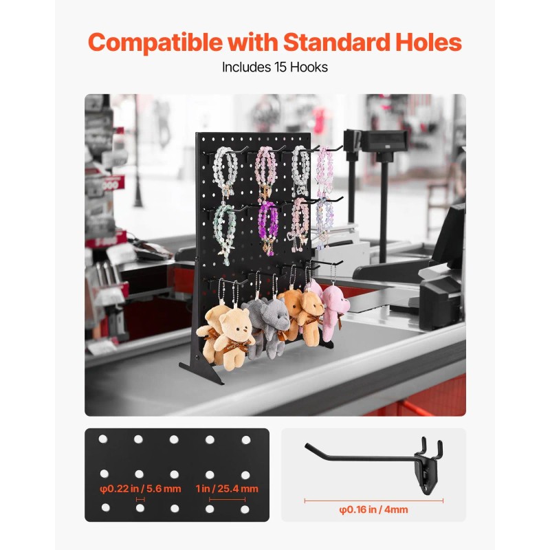 17 X 13 Inch Tabletop Pegboard Display Stand with 15