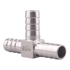 DERPIPE Stainless Steel 3/4" Hose Barb, 3 Way Tee T Shape Union Barbed Splitter Fitting