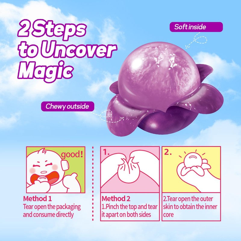 COKOC Peelable Gummies Grape,Peeling Gummies Grape Candy,Individual Packaging 2.64oz Bag