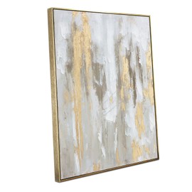 Gold Abstract Wall Art Decor - Framed Texture Paintings Modern Canvas Artwork with Hand-Painted Gold Foil for Modern Style Decor, Ready to Hang