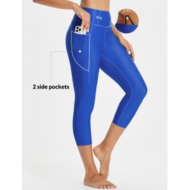 baleaf Women's 20" High Waisted Swim Pants Long Swim Capris UPF50+ Swimsuit with Liner and Pockets Royal Blue XXL