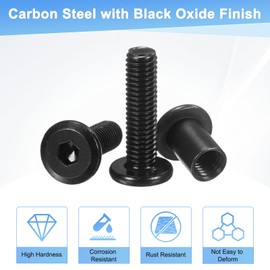 M METERXITY 20-Pack Hex Drive Socket Cap Bolt, M8 x 43mm Carbon Steel Furniture Connector Bolts Barrel Nuts for Furniture Assembly/Cabinet/DIY Binding Post Screws Rivet Fasteners [Black]