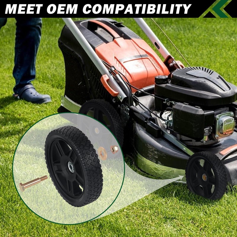CheeMuii 4 Pcs 7 Inch Lawn Mower Wheels 4 Pack