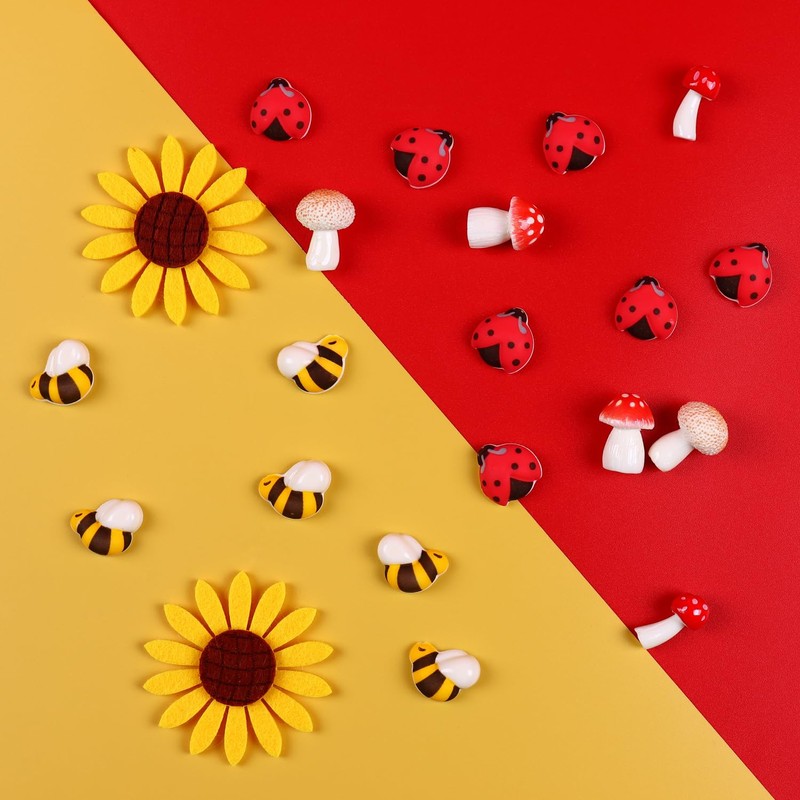 Edible Ladybug Cupcake Toppers 32pcs, Ladybug Icing Decorations for Cakes,
