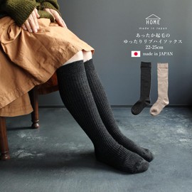 M&M SOCKS Co.,LTD Women's Socks, Fleece Lined, High Socks, Loose Blanket, Made in Japan, Like a Blanket, No Shifting, Black