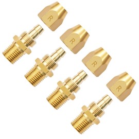 Pronese 4pcs Premium Solid Brass Pneumatics Reusable Rubber Hose-End Repair Fitting, 3/8" Barb For 3/8-Inch ID Rubber Air Hose With 1/4" NPT