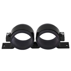 60mm Car Fuel Pump Mounting Bracket, Universal Aluminum Alloy 60mm Car Fuel Pump Mounting Bracket Dual Filter Clamp Cradle(black)