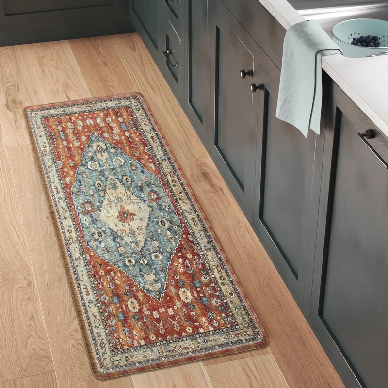 Collive Boho Cushioned Kitchen Mat, Comfort Anti Fatigue Mats for
