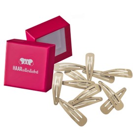 HAARallerliebst More Grip Hair Clips Non-Slip (Pack of 12 | Beige | Approx. 5 cm) for Blonde Hair Including Box for Storage (Box - Pink)