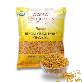 Darsa Organics Chana Dal 2 lb – USDA Organic Split Bengal Gram (Yellow Chickpeas), Non-GMO, Chemical-Free – Yellow Lentils for Dal, Khichdi, Soups, Salads, Veggie Burgers & Patties