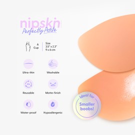 NIPSKIN - Cubre Pezones Pequeños Perfectly Petite de Silicona Grado Médico - Adhesivos, Invisibles y Reutilizables - Pezoneras Media Luna en Distintos Tonos de Piel, Talla Chica (Cappuccino)