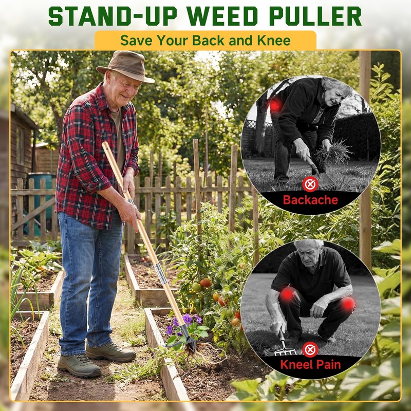 BellaJoyz Weed Puller Tool, Stand Up Heavy Duty Weed Remover