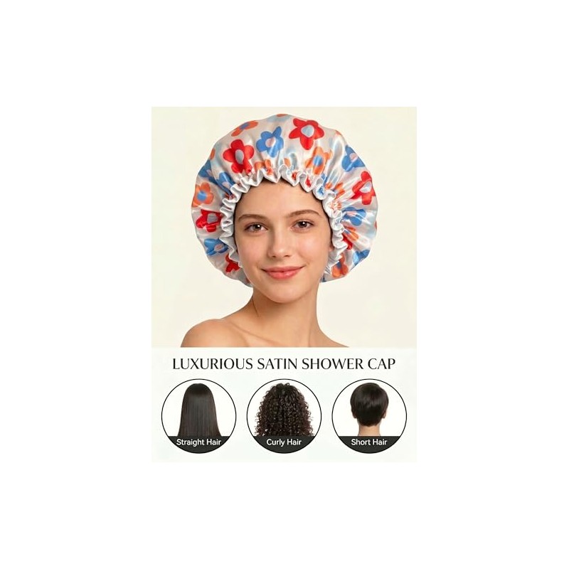 Aquior Gorro Ducha Grande Reutilizable Impermeable Mujer Todo Tipo Cabello