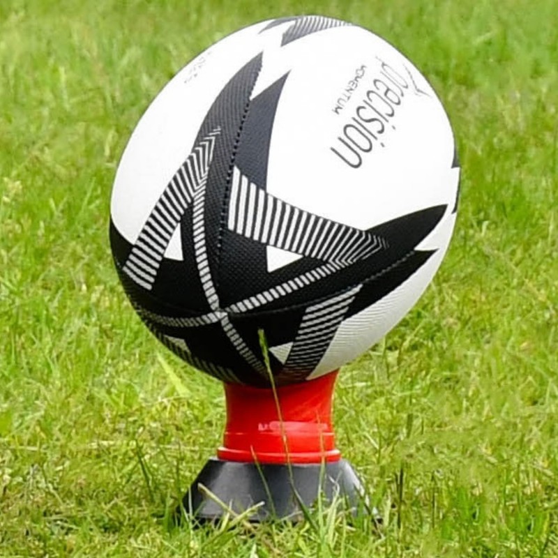Precision Momentum Rugby Training Ball, Premium Rubber, Hand-Stitched, All-Weather Grip,