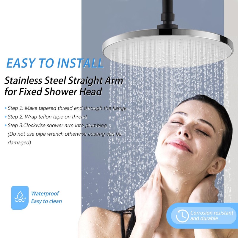 Ceiling Mount Shower Arm with Flange for Rain Shower Head,Stainless