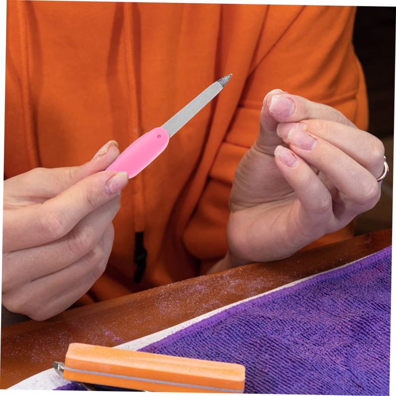 PACKOVE 8pcs Mini Folding Nail Files Double-Sided Metal Manicure Tools