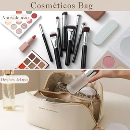 Bolsa de Cosmticos de Viaje, Bolsa de Maquillaje de Cuero Impermeable, Neceser Cosmetiquera Mujer, Makeup Bag de Viaje Porttil, Estuche para...       