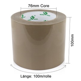 BOMEI PACK Parcel Tape 100 mm x 100 m, Brown Tape for Packaging, Moving and Postage, 1 Roll of Packing Tape, Transparent Rolls, Ideal for Boxes and Parcel Tapes