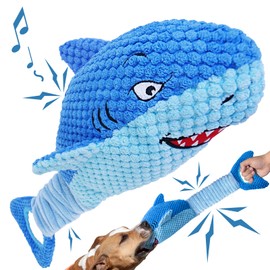 Dog Toys for Large Dogs, Squeaky Dog Toys for Aggressive Chewers, Plush Dog Chew Toys for Teething, Interactive Shark Dog Toys to Keep Them Busy Tug Of War Puppy Toys for Small,Medium,Large Breeds