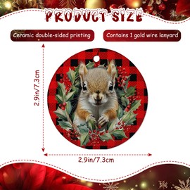Adornos de ardilla para árbol de Navidad, 1 pieza de adornos de Navidad de cerámica, rojo, decoración colgante para árbol de Navidad
