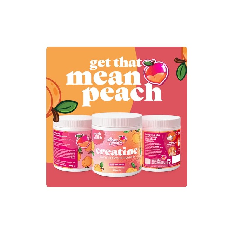 Mean Peach, Peach Flavour Creatine Monohydrate Powder - for Women!