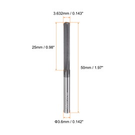 sourcing map Carbide Chucking Reamer 0.143"(3.632mm) Dia Straight Flute Straight Shank Machine Reamer Tool for Metal and Lathes CNC Machining Centers, Black