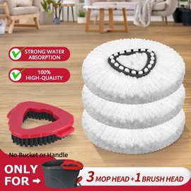 For O-Cedar EasyWring 1 Tank System Only Mop Head & Scrub Brush Refill Bucket & Handle NOT Included Perfect Suitable For All Floor Type:_3mop+1Brush(Only for O-Cedar One Tank System)