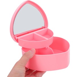 Alipis 2 Cajas Joyero Plástico en Forma de Corazón Doble Capa con Espejo, Organizador Accesorios para Niñas, Estuche Almacenamiento Pendientes y Horquillas, Colores Rosa y Azul Claro,