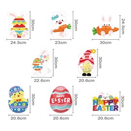 ibelief 8 Pcs Easter Yard Signs Garden Decoration Outdoor Yard Signs Egg Bunny Rabbit Carrot Basket Chicken with Stakes for Easter Party Decorations Lawn Photo Props Patio Walkway