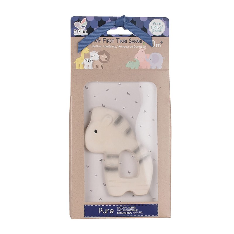 Tikiri 8591505 Rubber Teether Zebra Teething Aid Natural Rubber for