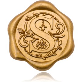 SWANGSA - Paquete de 50 pegatinas adhesivas de sello de cera con letra S, color dorado antiguo con iniciales del alfabeto para sobres de invitación de bodas, fiestas