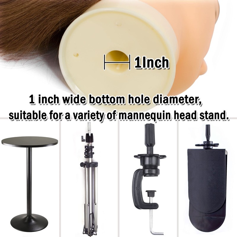 DIRUISI Cabeza de maniquí masculino con cabello 100% humano