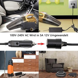 O48CS KFZ Spannungswandler 36W, AC 230V auf DC 12V, 3A Zigarettenanzünder Buchse Auto Ladegerät Adapter, AC-DC Netzadapter für Auto, Motorrad