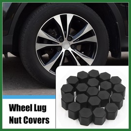 Motoforti 20pcs 15mm Rubber Car Wheel Tire Tyre Nut Screw Lug Cover Caps Black Long-lasting