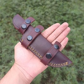 Leather Knife Sheath for Belt,Top Grain Knife Holster, 8 in Horizontal Knife Sheath for Belt Carry EDC Leatherman Sheath, Compact Draw Knife Holster