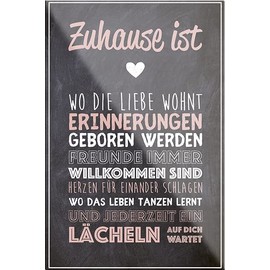 schilderkreis24 Beautiful Saying "Zuhause ist.." Magnet Decoration Quote Family Fridge Magnet Gift Idea Birthday Christmas 9 x 6 cm