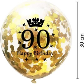 DIWULI Balloons 90th Birthday - Set of 5 Gold Decoration