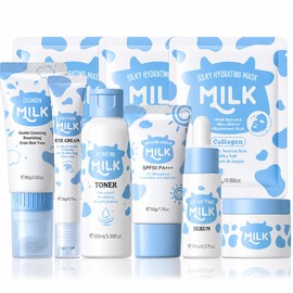 MrCuvaryas Set De Cuidado Facial Con Leche, Cuidado Facial Con Leche Para Adolescentes De 10 A 12 Años, Cuidado Facial 9 En 1 Para Niños, Set De Cuidado Facial Para Niñas De 8 A 12 Años, Cuidado Facia