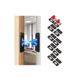 10 Pack Black Magnetic Door Catch, Ultra Thin Cabinet Door Magnets, Adhesive Drawer Magnets to Stay Closed, Stainless Steel Cabinet Latch Easy to Install with Double Sided Tape