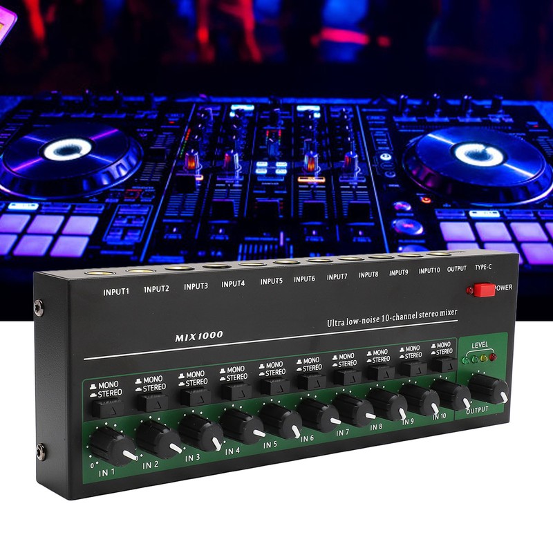 10 Channel Sound Mixer Independent Volume Control Knob Professional Multichannel