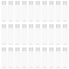 BELLE VOUS Clear Plastic Flip Cap Refillable Bottles (30 Pack) - 60ml / 2oz Liquid Containers - Reusable Empty Squeeze Cosmetic Bottles for Travel, Toner, Lotion, Conditioner, Toiletries, and Shampoo